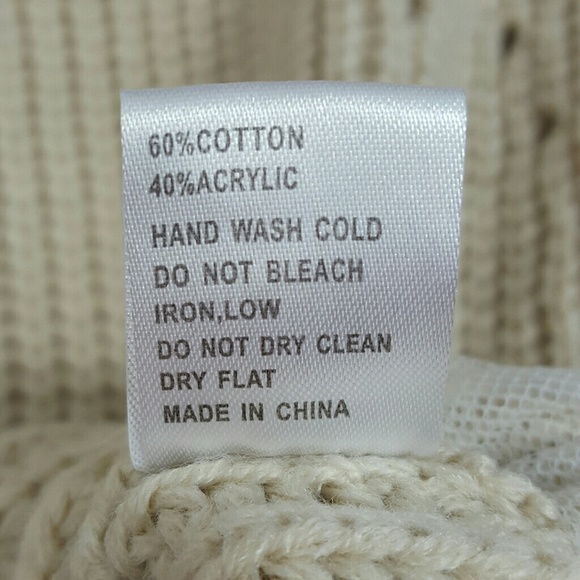 POL Cream Cable Knit Sweater White Lace Hem L - Picture 4 of 5